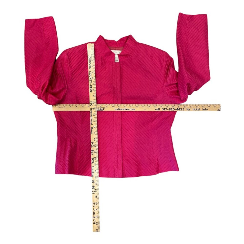 Silk Club Collection 100% Silk Hot Pink/Fuchsia Jacket Blazer Women's Sz M - Picture 7 of 7